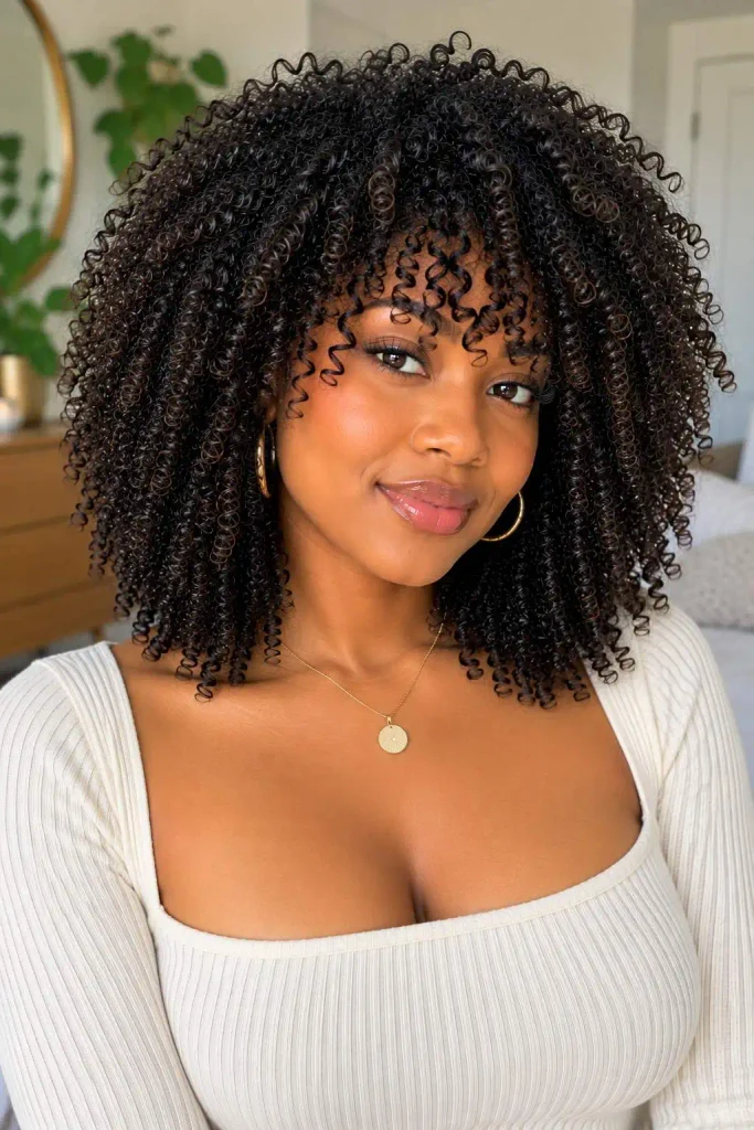 Wash-and-Go Curls With Bangs