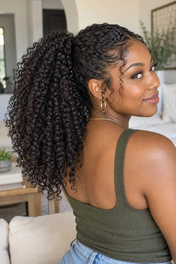 Wash-and-Go Ponytail With Curls