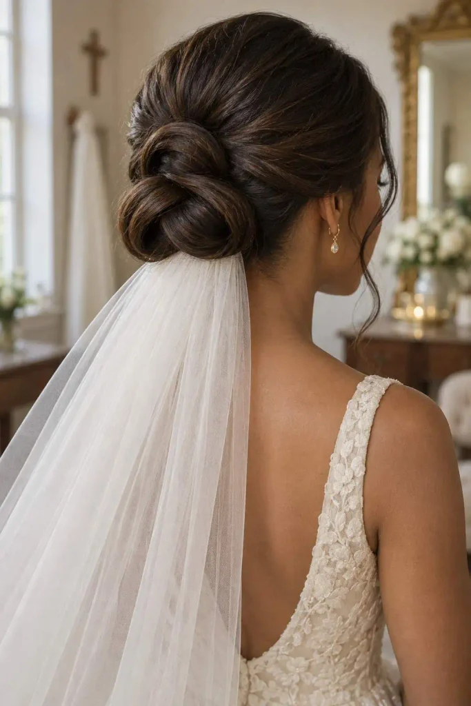Wedding Infinity Bun Veil Style