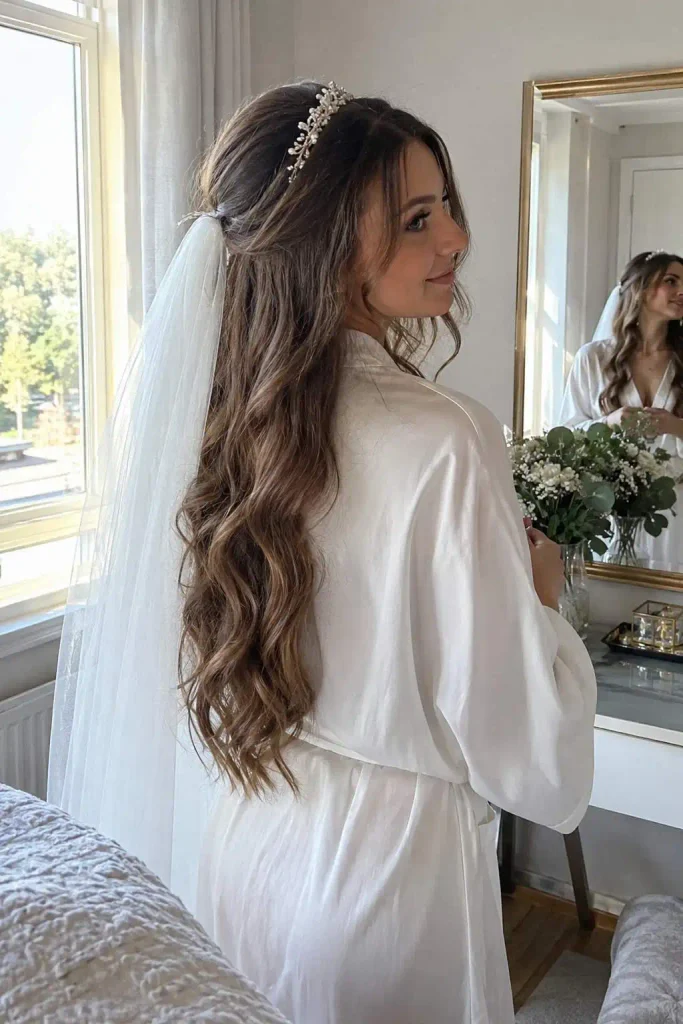 Wedding Waves With Tiara And Veil