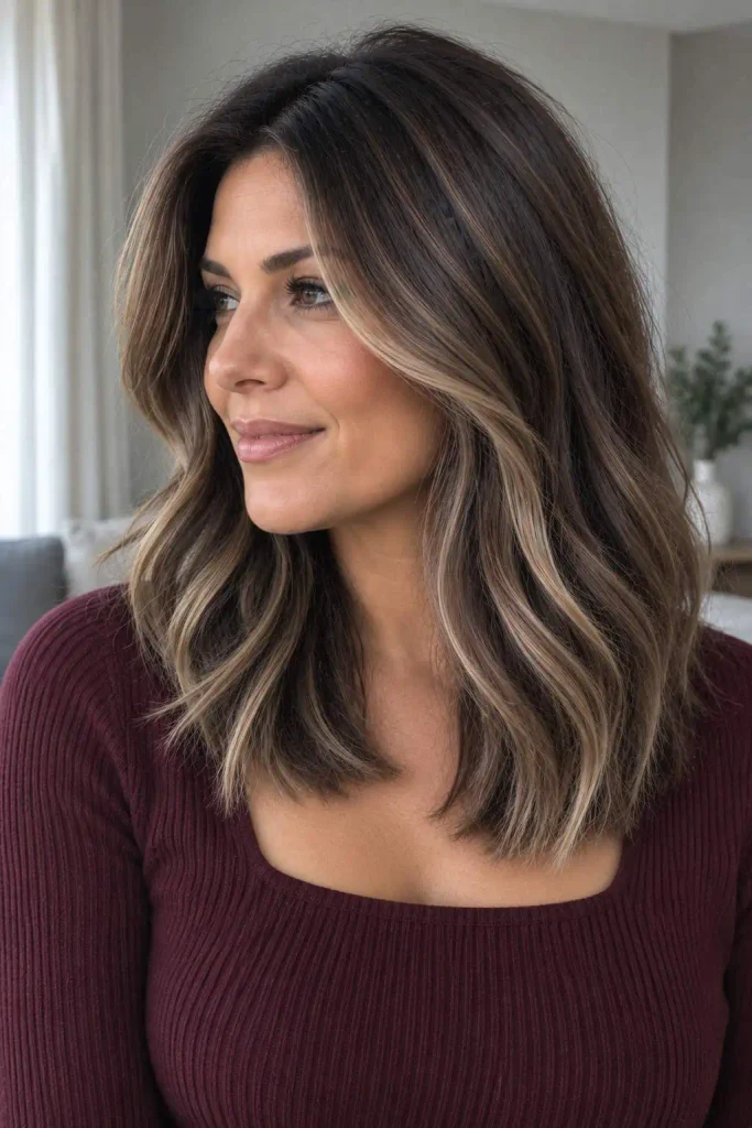 Winter Brunette Beige Highlights