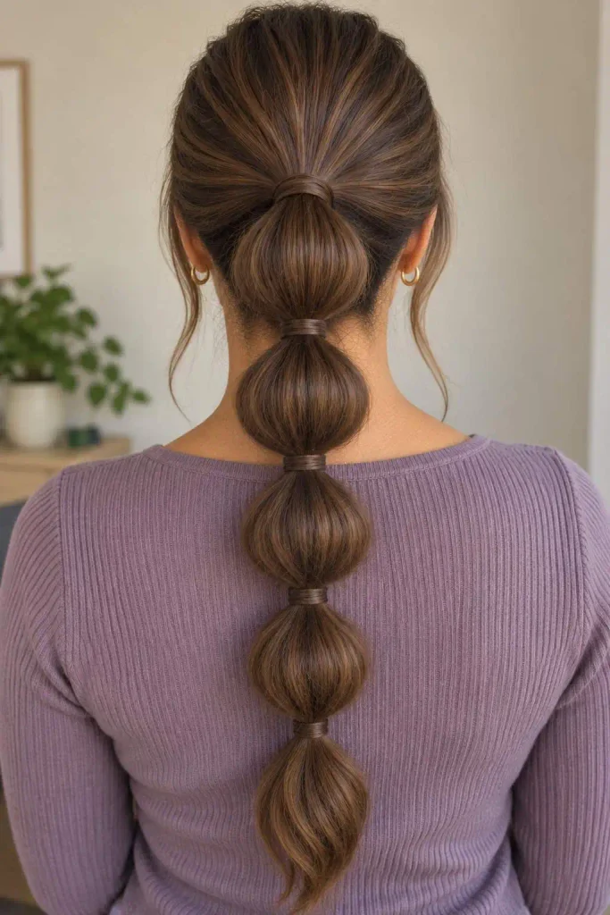 Wrapped elastic bubble ponytail