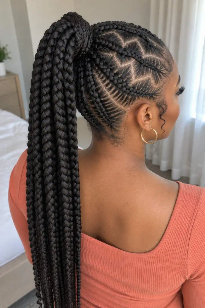 Zigzag-Part Braided Ponytail Design