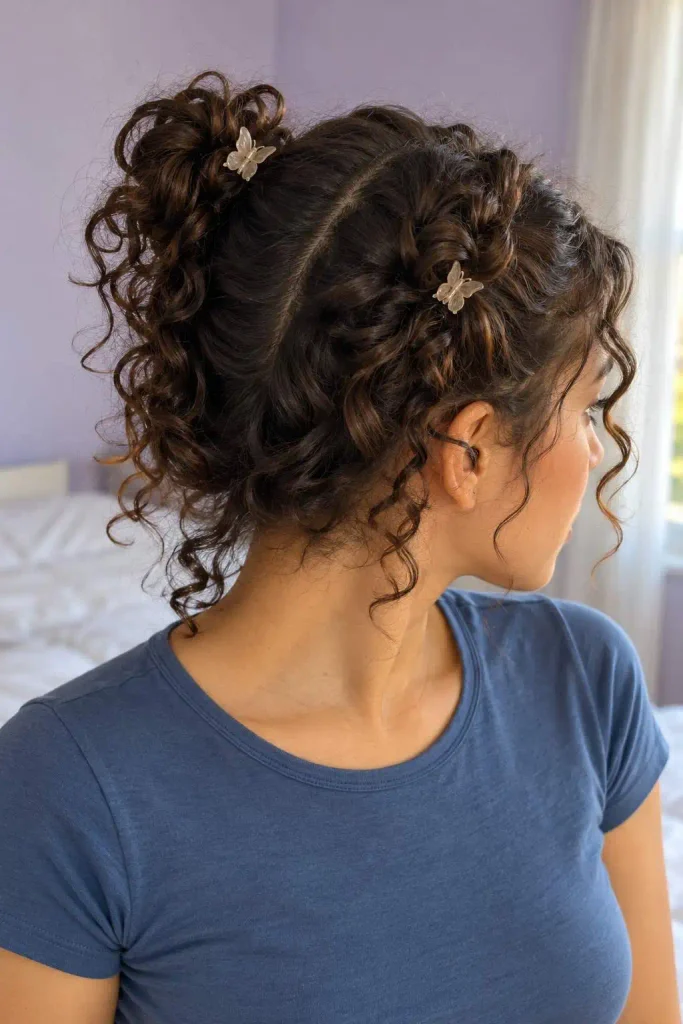2000s short curly mini updo