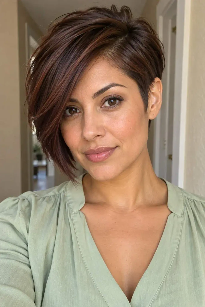 Asymmetric Pixie With Angled Front Fringe