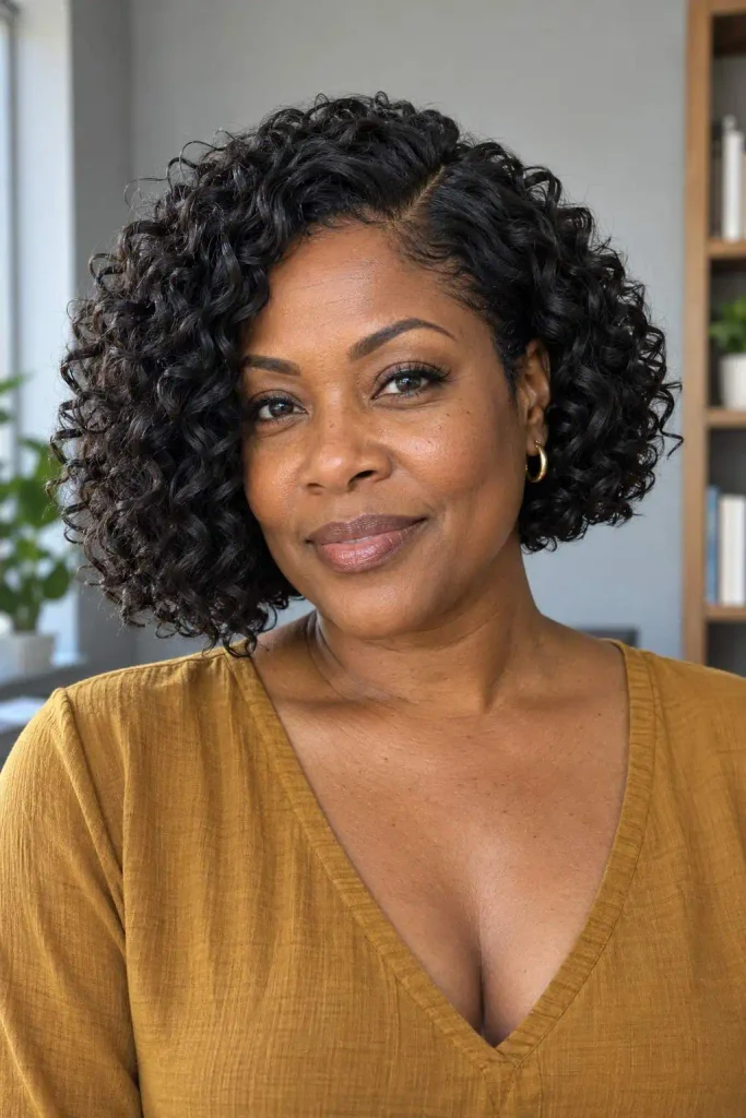 Asymmetric short curly crochet bob
