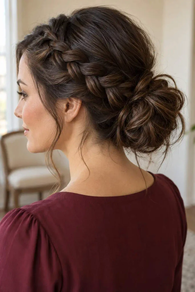 Braided Messy Bun Updo