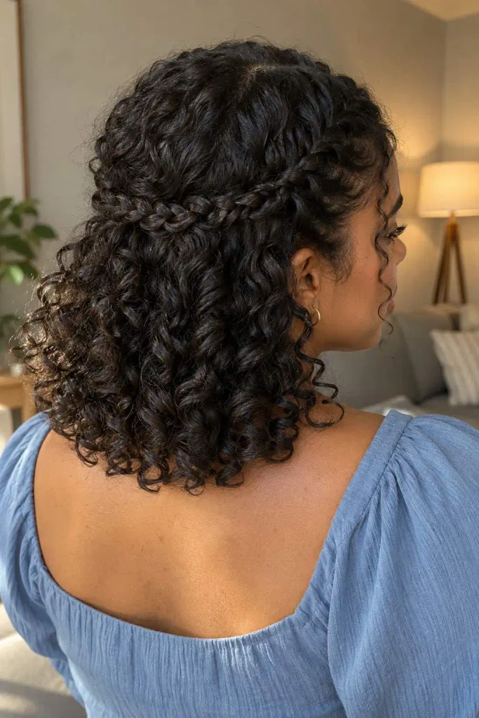 Braided crown for short curls