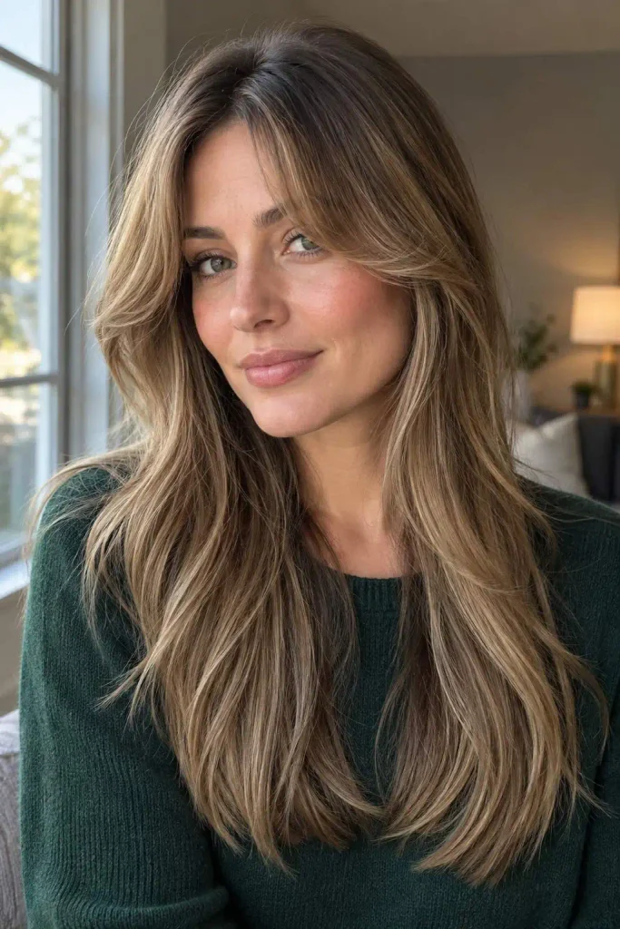 Center-Parted Curtain Bangs Style
