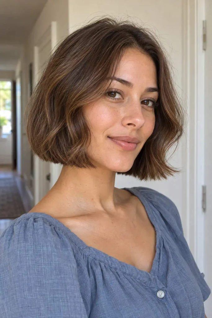 Cheekbone-Layered Bob With Soft Waves