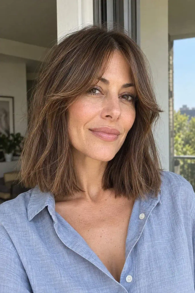 Collarbone Lob With Curtain Bangs