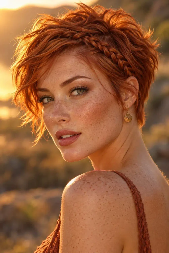 Copper Red Viking Braid Pixie