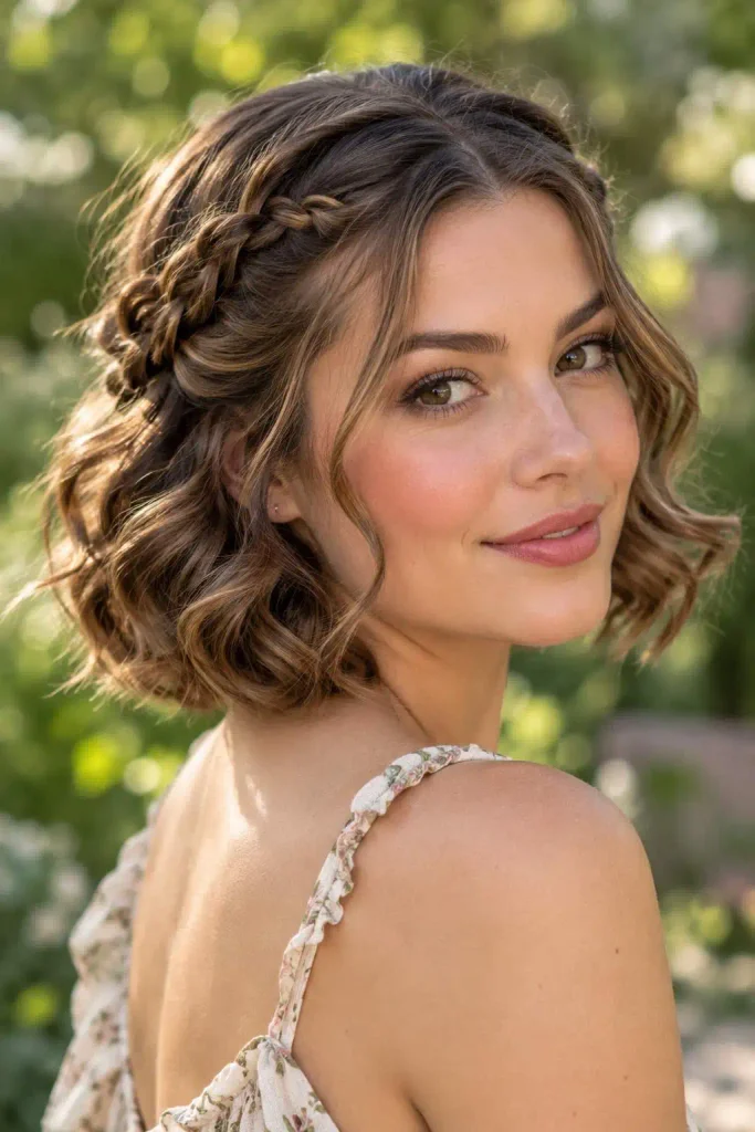 Curled Bob With Side Braids