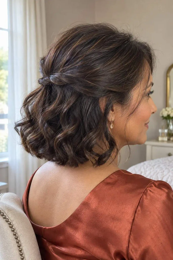Curled Half Up Short Bob