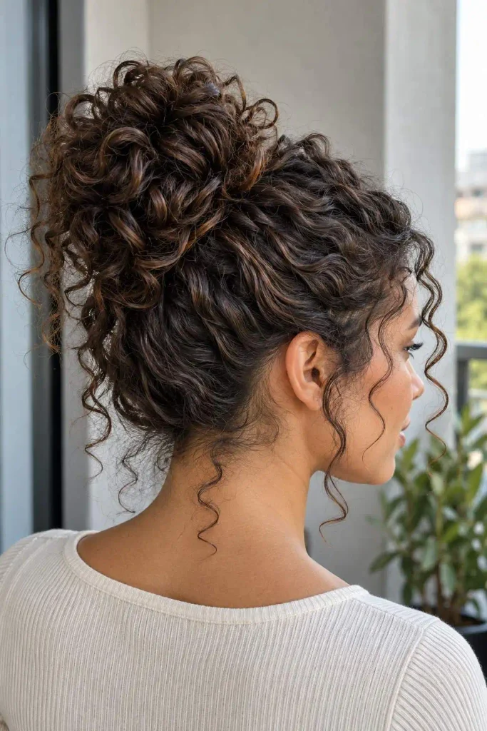 Curly Hair Messy Bun