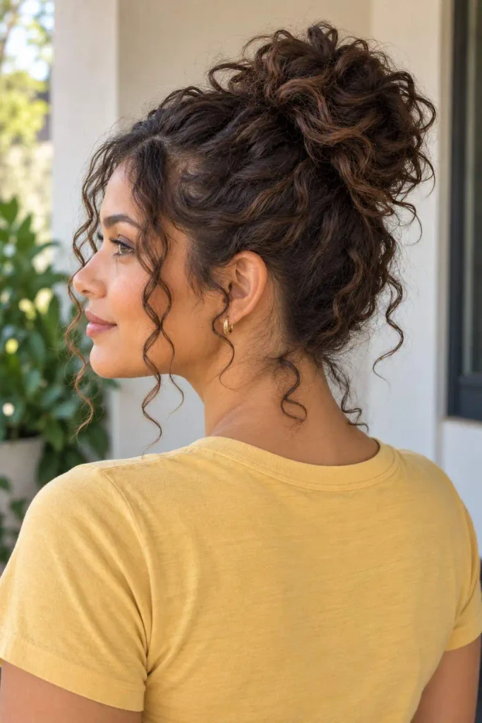 Curly Messy Bun With Tendrils