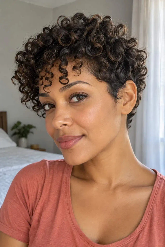 Curly Pixie With Defined Forehead Ringlets