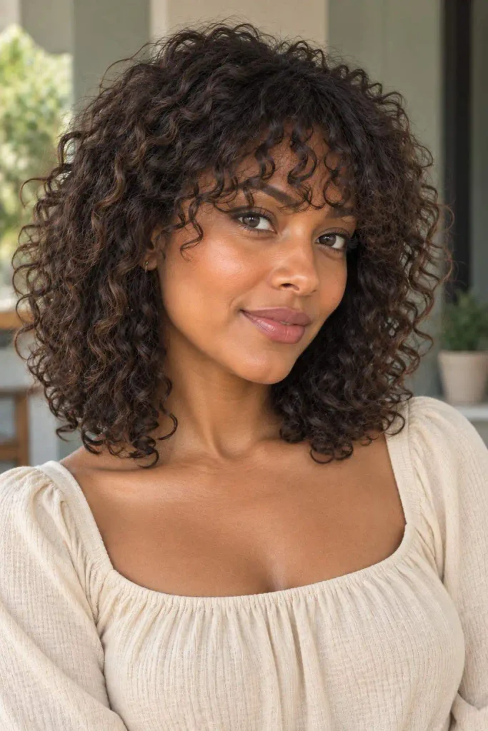 Curly Thin Hair With Bangs
