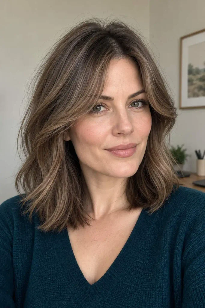 Curtain bangs with medium layers