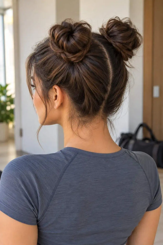 Double Buns for Gym Hair