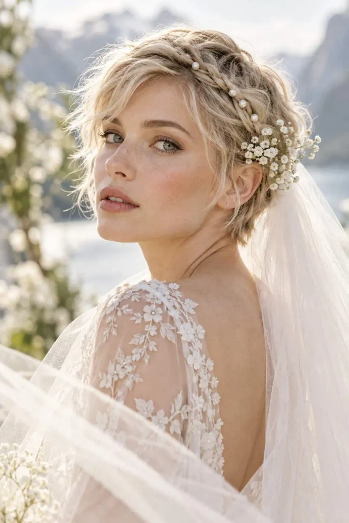 Dreamy Pearl-Adorned Bridal Portrait