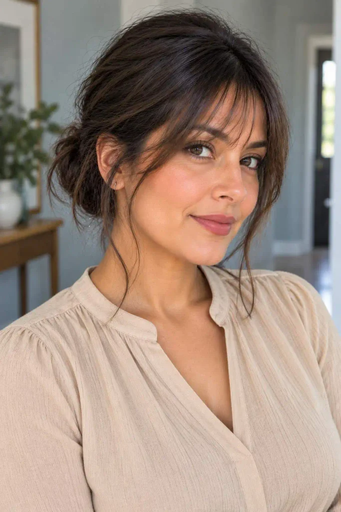 Easy Updo With Wispy Bangs