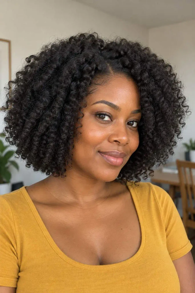 Fluffy kinky curly crochet bob
