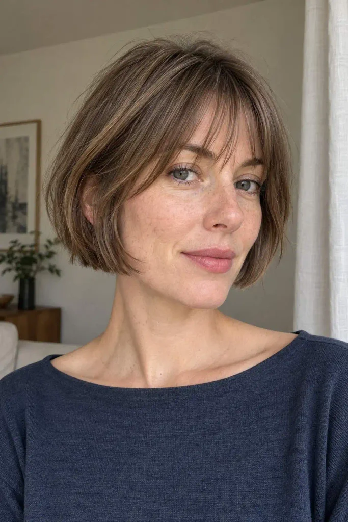 French Bob With Feathered Fringe