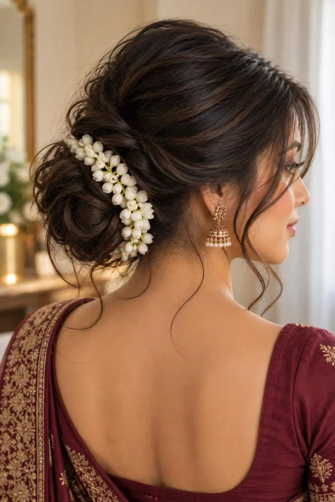 Gajra Messy Bun Updo