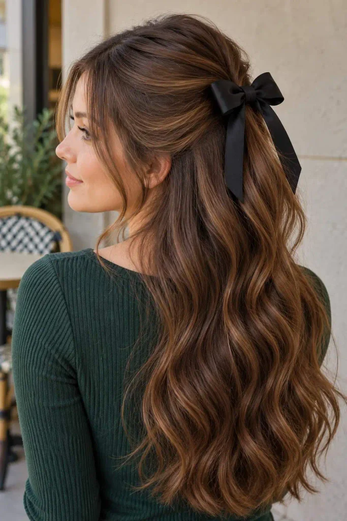 Half-Up Bow Ponytail for Greasy Hair