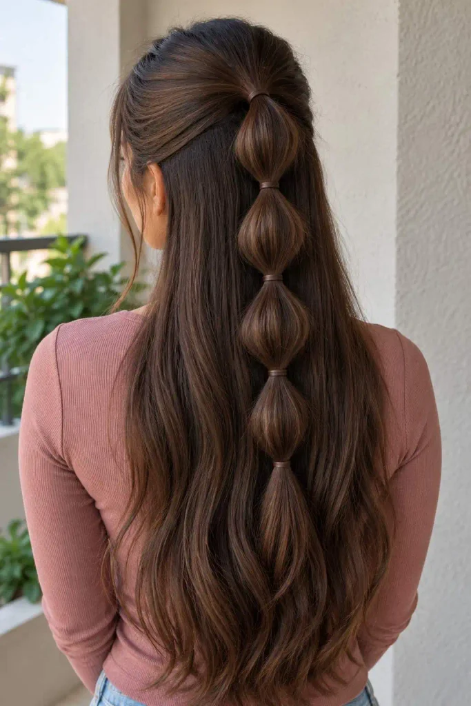 Half-Up Bubble Braid for Greasy Hair