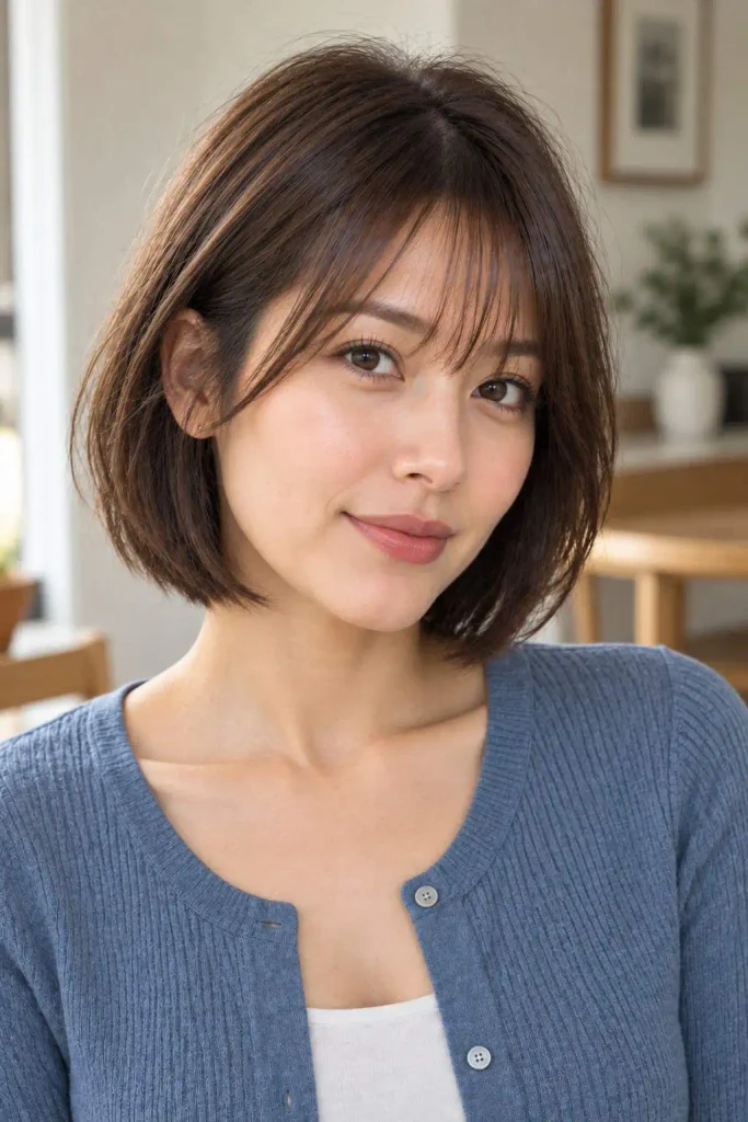 Korean Wispy Bangs on Short Hair