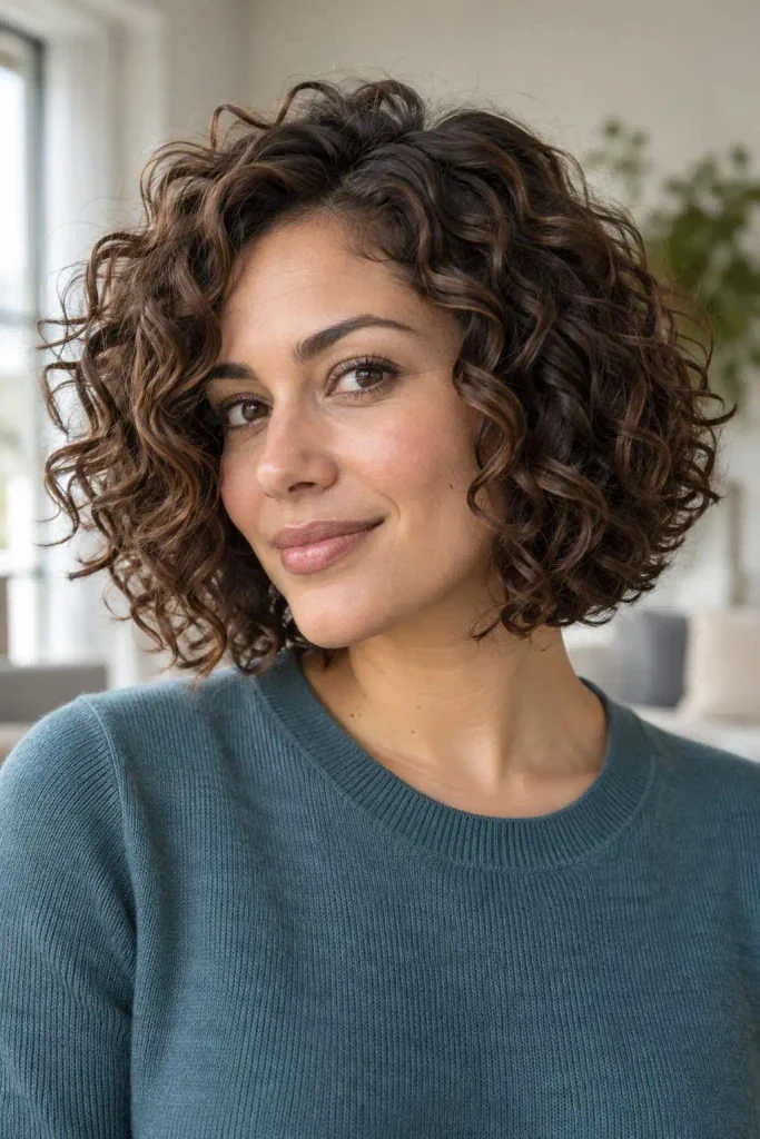 Layered short curly bob