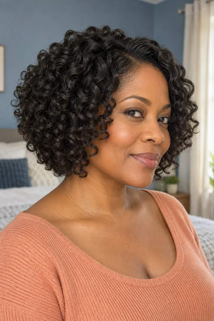 Layered short curly crochet bob