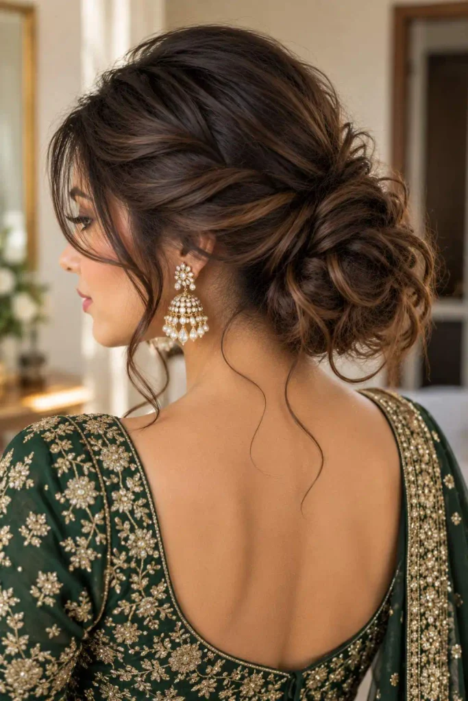 Lehenga Side Messy Bun