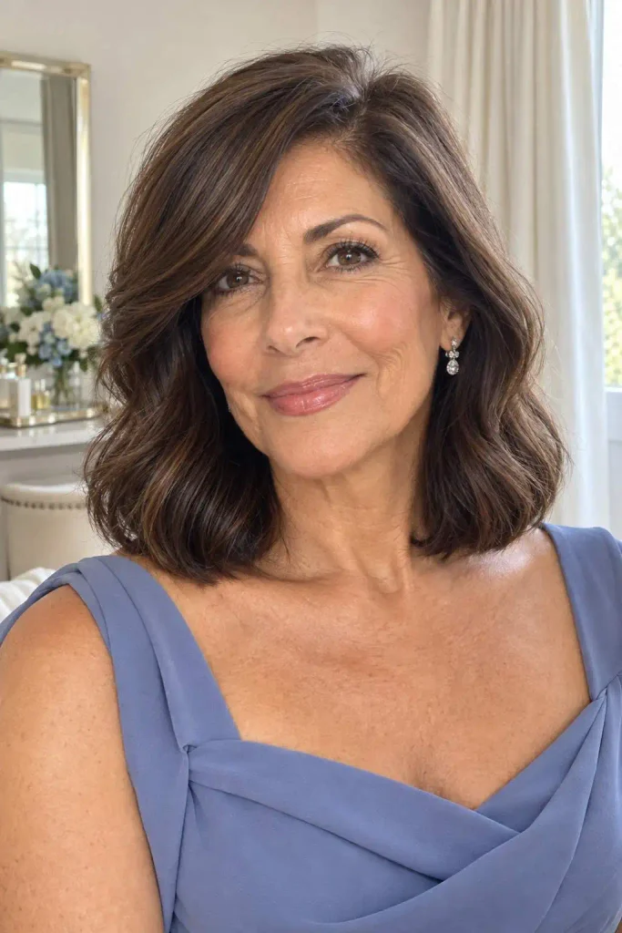 Long Bob With Side Swept Waves