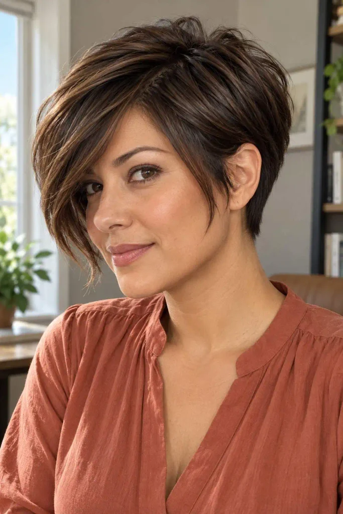 Long Feminine Pixie With Side Fringe