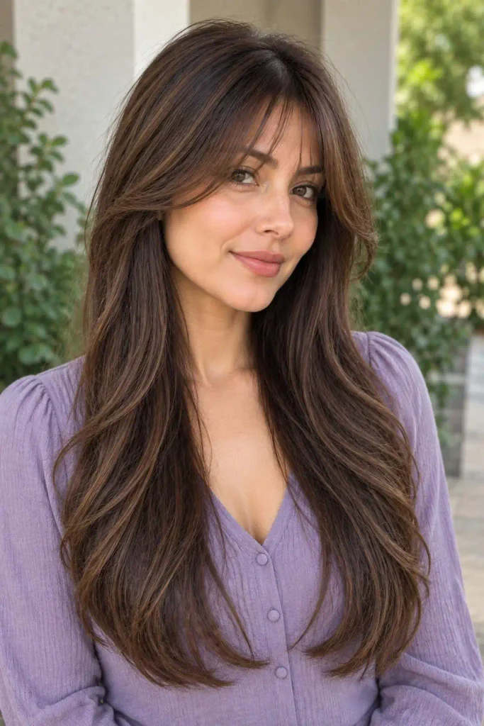 Long Hair With Curtain Bangs