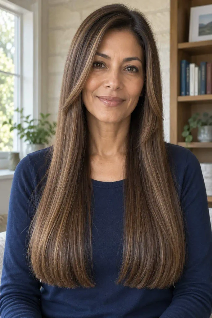 Long One-Length Hair With Face Framing