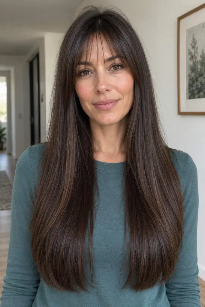 Long Straight Layers With Wispy Fringe