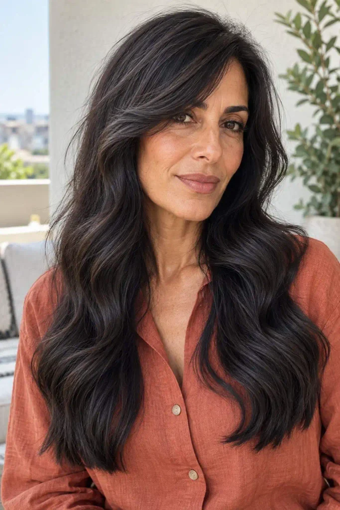 Long Waves With Side-Swept Bangs