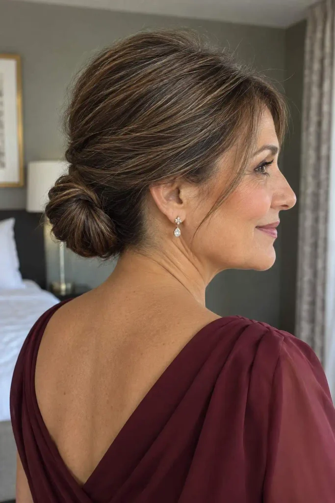 Low Chignon With Gentle Crown Lift