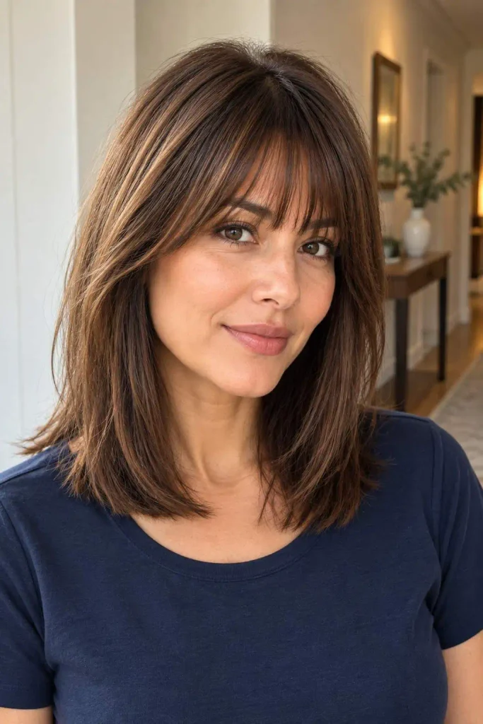 Medium Hair With Bangs for Thin Hair