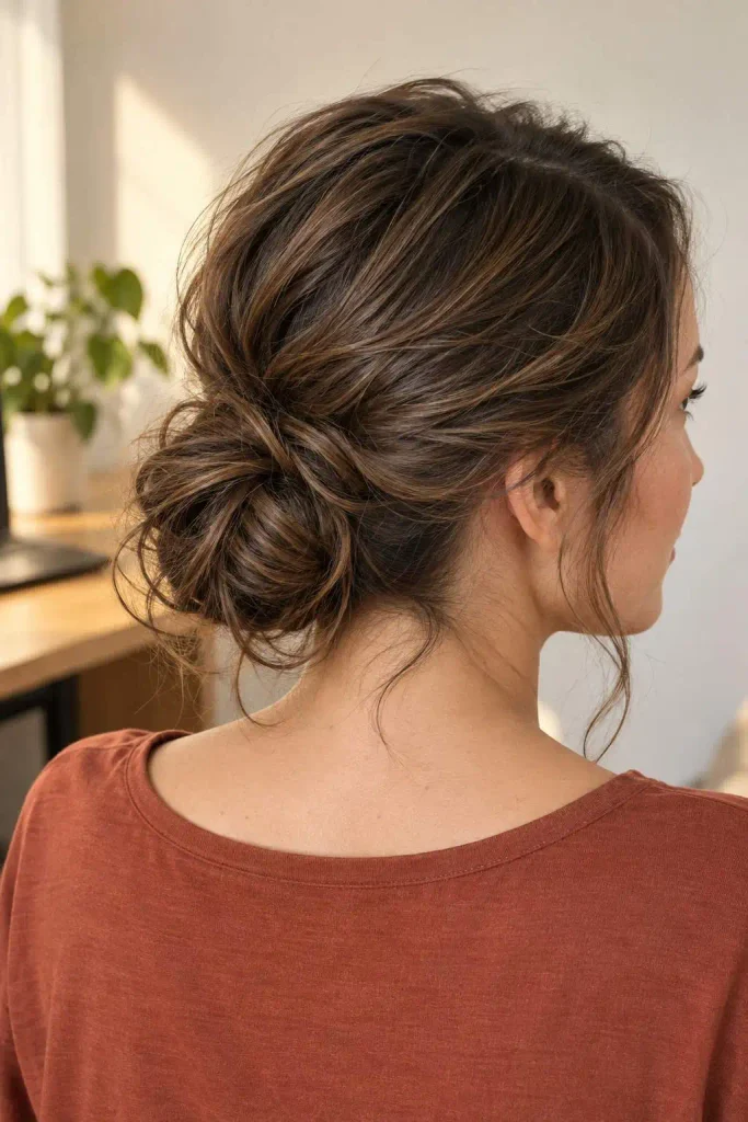 Messy Low Bun for Greasy Hair