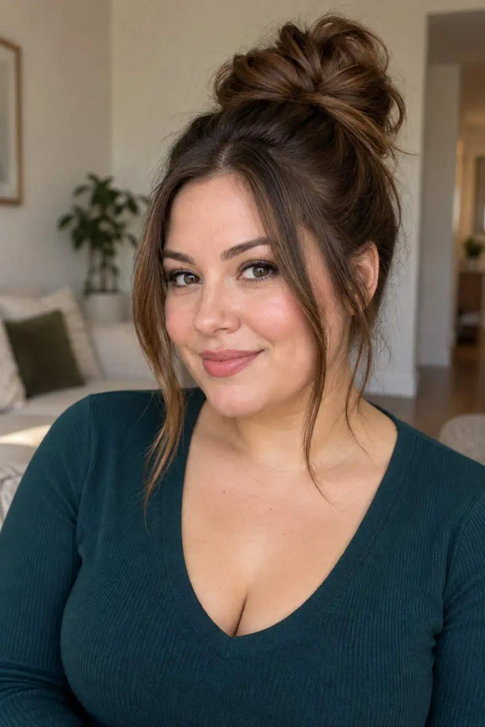 Round Face High Messy Bun