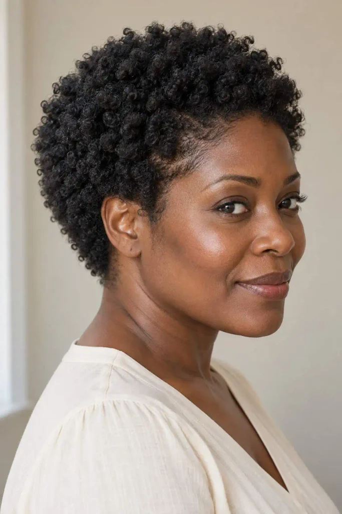 Rounded coily pixie for Black women