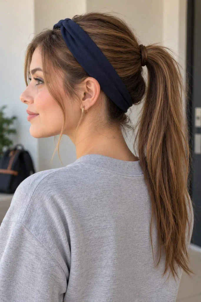 School-Day Headband Ponytail for Greasy Hair