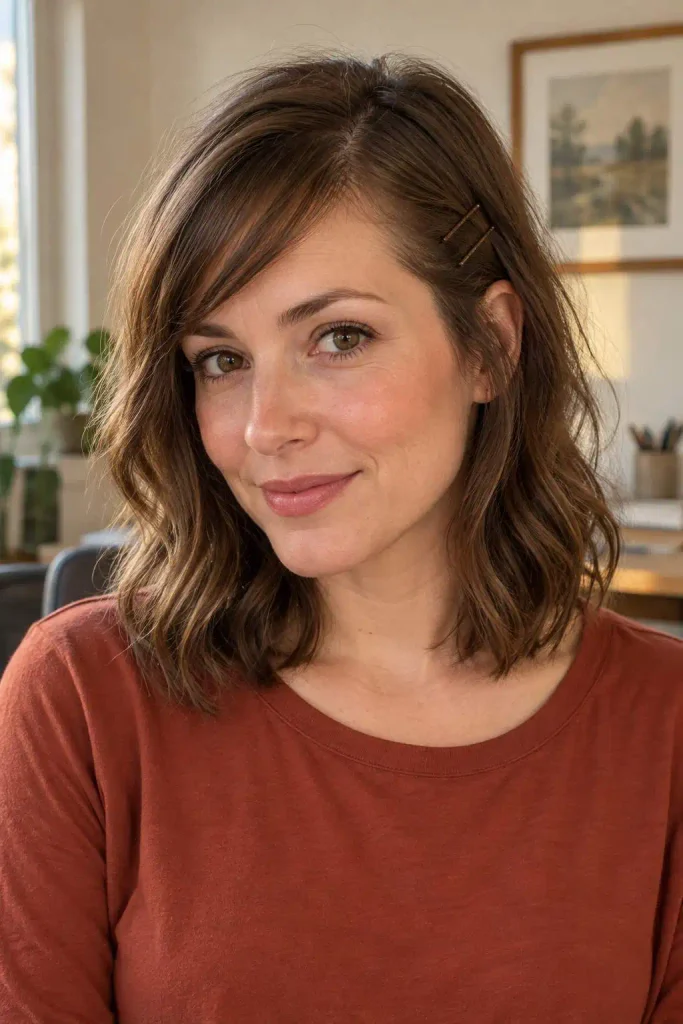 Short Bangs Pinned to Side