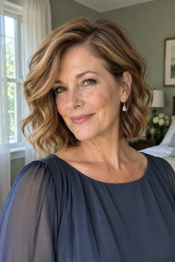 Short Wavy Bob With Side Part
