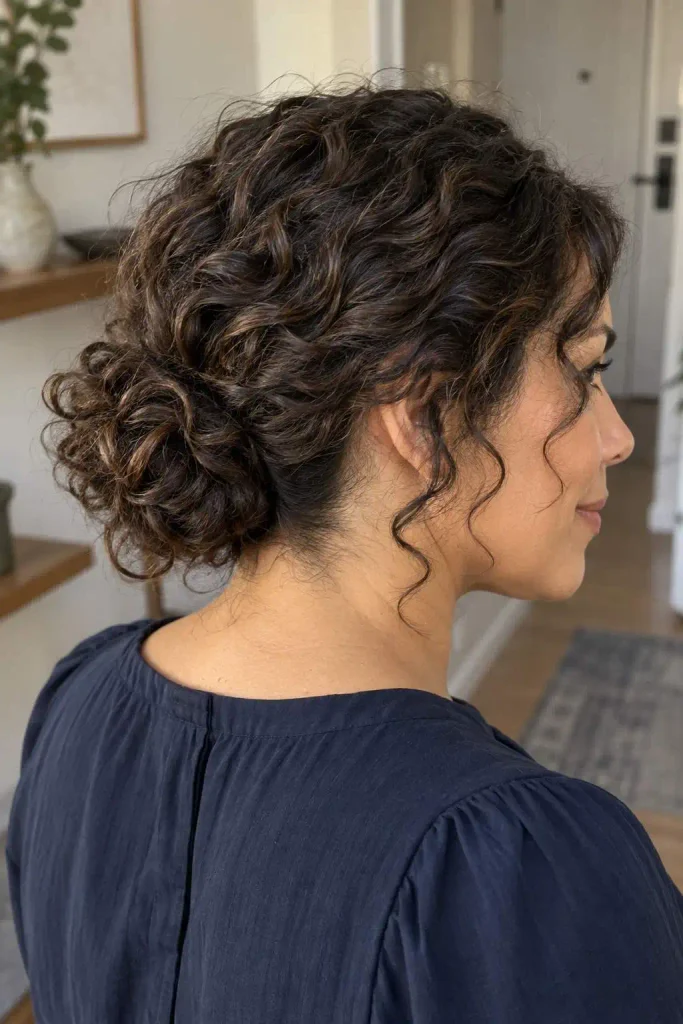Short curly low bun